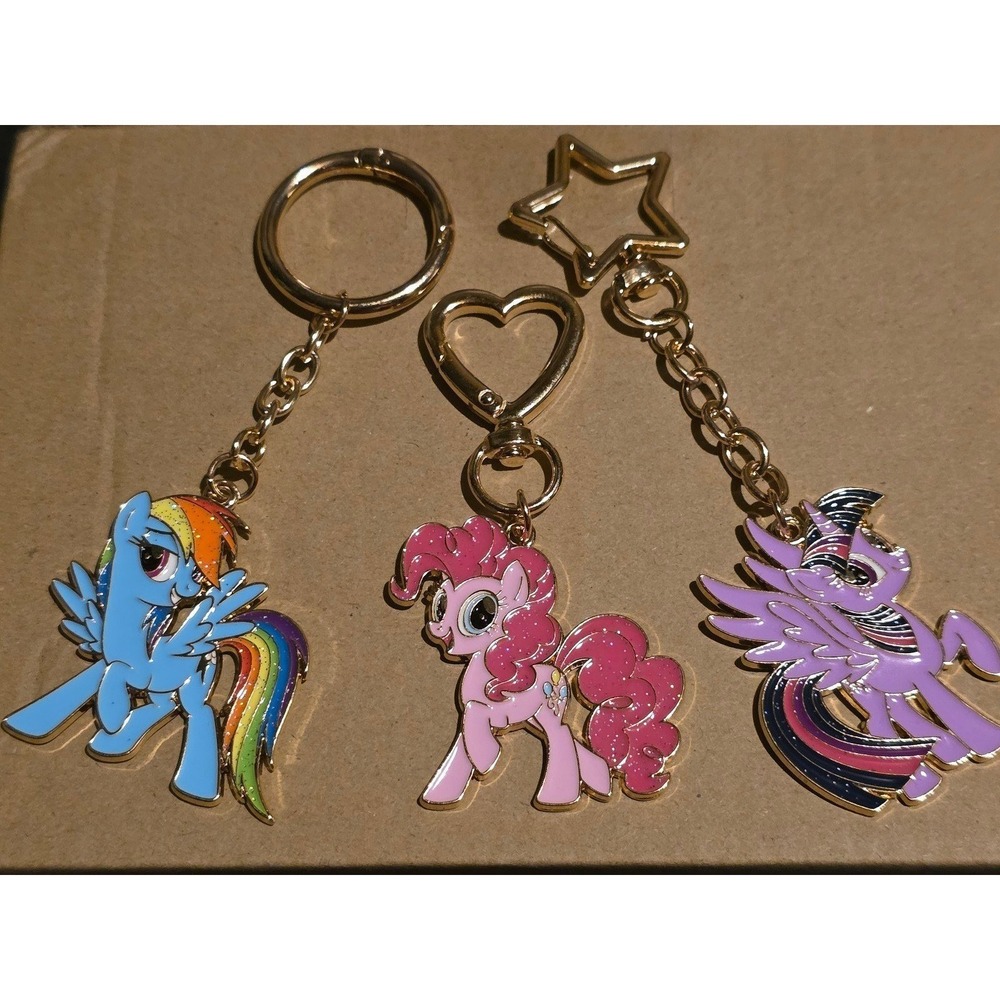 Set of 3 My Little Pony Keychains Rainbow Dash Pinkie Pie Twilight Sparkle! NEW - Picture 4 of 13